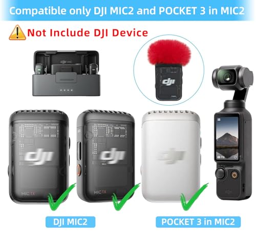 Microphone Windscreen Compatible with DJI MIC 2 (Not for DJI MIC 1) / OSMO POCKET Microphone Furry Wind Muff (2 Packs-Red) - color: red-2pcs