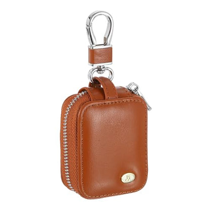 HARFINGTON Earbuds Cases, Earphone Case Holder, PU Leather Ear Buds Case Zipper Organizer Small with Mesh Pocket for USB Cable, Wireless Wired Earphones, Brown - color: Brown