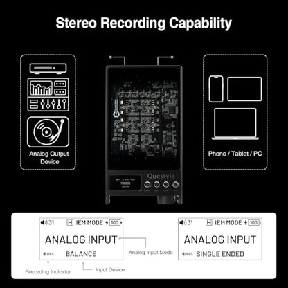 Questyle Sigma Pro Bluetooth 5.4 Headphone Amplifier USB DAC AMP with LDAC | MFi Certified Portable DAC with aptX Lossless,PCM768/DSD512 6.35mm/4.4mm/3.5mm Output for Smartphones/PC/ Home Audio(Black) - color: Black