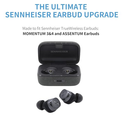 Comply TrueGrip 프리미엄 메모리 폼 교체용 이어 팁, 블랙, 미디엄 | 3쌍, Sennheiser Momentum 3, 4, ACCENTUM, 향상된 편안함, 안전한 핏, 우수한 소음 차단, 청소 도구 - size: Medium
