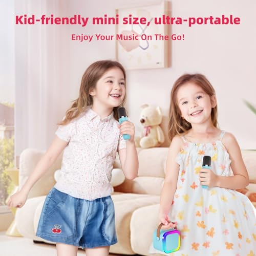 Kinglucky Mini Karaoke Machine for Kids, Top Birthday Gift Pick for Girls Ages 3-12 Years Old, Kids' Personal Video Players Accessories with 2 Mics Singing Present Toy Blue - color: Blue