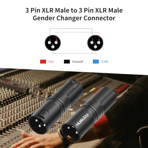 3Pin XLR Male to Male Adapter, Mic,Amplifier, Mixer XLR 3-Pin Microphone Cable Connectors Adapter-2Pack - color: XLR Male to Male