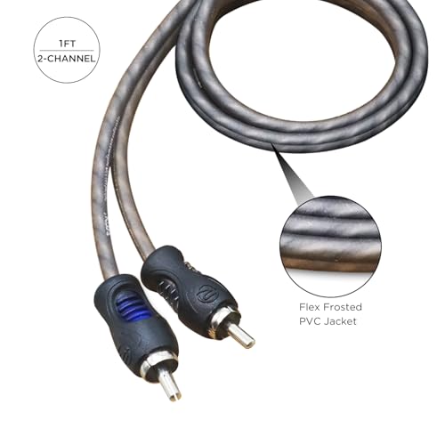 RECOIL RCI21 1ft 2-Channel RCA Audio Cable Twisted Pair Noise Reduction | 100% Oxygen Free Copper