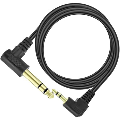 1/4" Male to 1/8" Male TRS Stereo Audio Cable,BENACES Right Angled 3.5mm to 6.35mm Stereo Jack Plug Audio Cord,1/4 Inch to 1/8 Inch Audio Adapter for Guitars,Laptops,Speakers and Amplifiers (1.8M/6Ft)