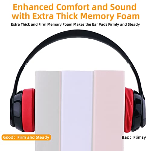 Replacement Ear Pads for Beats Solo 2 & Solo 3 Headphones, Black | Solo2 & Solo3 Earpads Cushions with Noise Isolation Memory Foam and Softer Protein Leather - color: Black