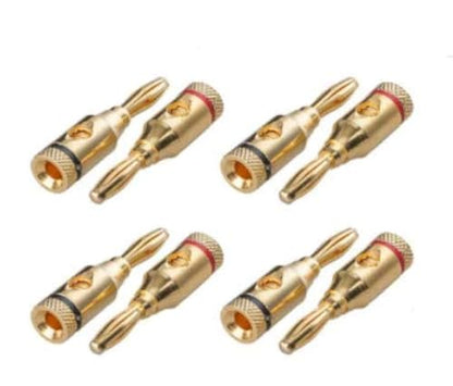 4 Pairs 8 Plugs Speaker Banana Plugs Gold Plated – Open Screw Type Brass Connector for Speaker Stereo Wire, Home Theater Audio (8 pcs/4 Red 4 Black)