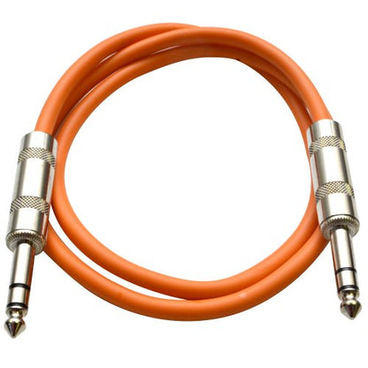 Seismic Audio Speakers ¼” TRS to ¼” TRS Patch Cables, Purple, 2 Feet - color: Orange, size: 2 Foot
