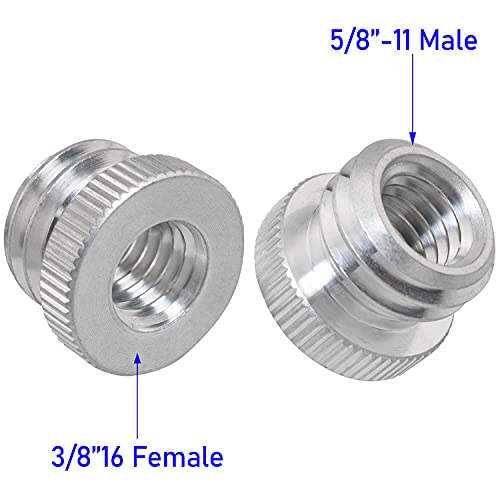 2PCS 3/8'' Female to 5/8'' Male Threaded Screw Adapter for Microphone Stand Mount Tripod Laser Level Adapter - size: 3/8'' Female to 5/8'' Male