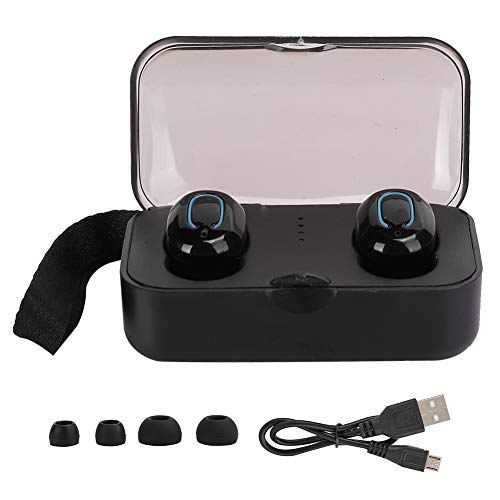 Mini Wireless Earphones HiFi Stereo Earbuds with Portable Charging Case, IPX5 Sports Headset True Bluetooth 5.0 for Running Gym and Smartphone, 3-4H Playtime, (Black)