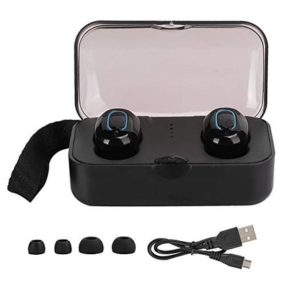 Mini Wireless Earphones HiFi Stereo Earbuds with Portable Charging Case, IPX5 Sports Headset True Bluetooth 5.0 for Running Gym and Smartphone, 3-4H Playtime, (Black)