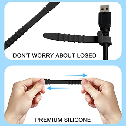 Litoexpe 30 Pieces 4.5" Silica gel Cable Zip Ties | Reusable, for Charging Cables, USB, and Earphone Management