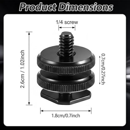 4PCS Camera Hot Shoe Mount to 1/4"-20 Thread Tripod Screw Adapter | Flash Cold Shoe Mount Bracket for DSLR Camera Cage Rig LED Monitor Microphone Etc