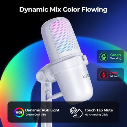 USB Condenser Microphone, Gaming Mic for PC/PS5 Podcast Streaming - color: Pearl White