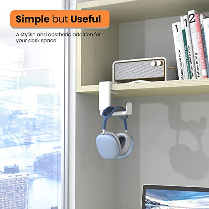 EURPMASK 3-in-1 Rotating Headphone Stand w/2 Detachable Controller Holders | Adjustable Clamp-on Headset Holder Hanger,Swivel,Gaming Headset Hanger,Cable Organizer,Father's Day Birthday Christmas Gift - color: Gaming Combo White