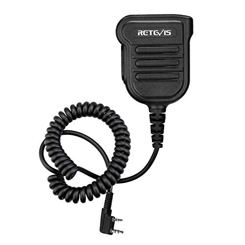 Retevis IP54 Waterproof Heavy Radio Microphone, 1 Pack | Police Walkie Talkie Shoulder Mic,for RT22/H777/RT21/RT68/RT86,Compatible with BAOFENG,Kenwood,BTECH,Rotatable Clip - style: Without AI Noise Reduction