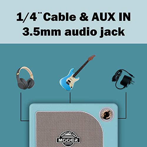 MOOER Guitar Amplifier Combo 15W, Practice Amp with 9 Digital Amp Models, 6.5" Speaker, Bluetooth, Headphone Output, for Electric/Acoustic Guitar and Bass - Hornet Blue - color: blue