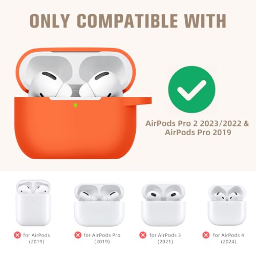 Hamile Compatible with AirPods Pro Case Protective Silicone Airpod Case Shockproof Cover Skin for Airpod Pro 2019 Charging Case, with Keychain, Orange - color: Orange