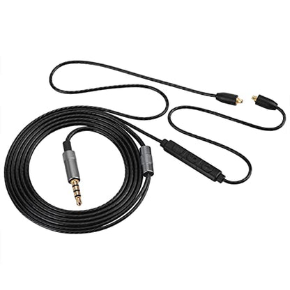 Replacement Earphone Cable, Upgraded Audio Cable with Mic for In-Ear Monitors, Durable Black for Musicians Commuters Gamers Fitness Enthusiasts