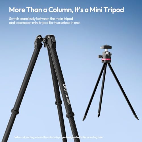 ULANZI TZ01 Carbon Fiber Tripod 64.2inch, 2-in-1 Detachable Center Column Mini Tripod, Camera Stand with 360° Ball Head, Uka Quick Release, 2.43lb Lightweight Travel Tripod for Camera/Phone