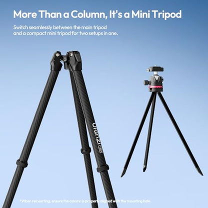 ULANZI TZ01 Carbon Fiber Tripod 64.2inch, 2-in-1 Detachable Center Column Mini Tripod, Camera Stand with 360° Ball Head, Uka Quick Release, 2.43lb Lightweight Travel Tripod for Camera/Phone
