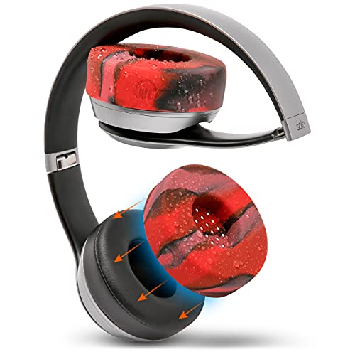 WC SweatZ Solo - Patented Earpad Sweat Covers for Beats Solo 4 & 3, Made by Wicked Cushions | Sweatproof & Machine Washable | Lava - color: Lava