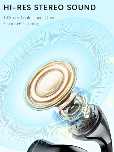M31 Open Ear Earbuds Wireless Clip On Headphones, Lightweight 5g Fit Omni Tap Control Powerful Sound 68H Play Bluetooth 5.4 Dual Device Sync AI Clear Calls IPX5 Waterproof for Small Ears Sports Work - color: Black