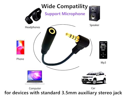 3.5mm 4 Pole Stereo TRRS Audio Adapter Cable Male to 3.5mm