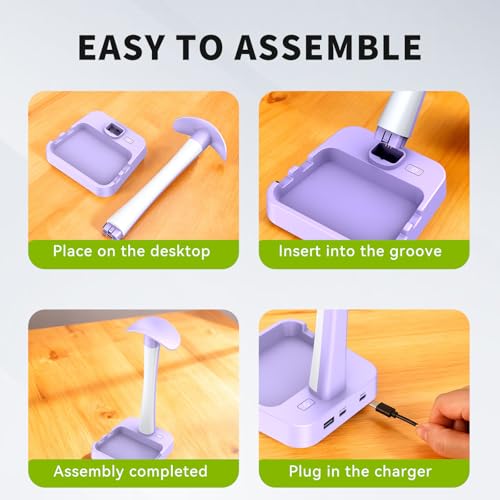Headphone Stand with Charger,Gaming Headset stand with RGB Light Mode,For Airpod Max Stand,Desk Lamp,Phone Holder,Tablet Holder,desktop organizer,Gifts for Gamers & Music Lover (Purple) - color: Purple