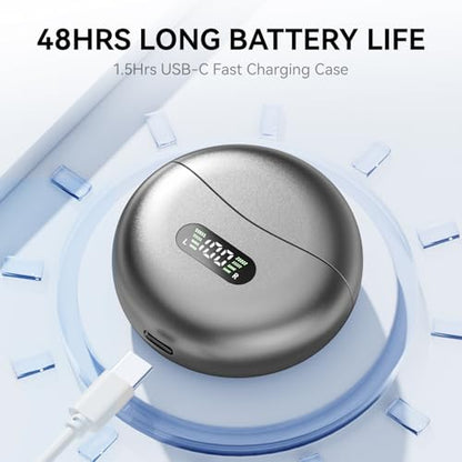 Clip On Earbuds Open Ear Ear Buds Wireless Bluetooth 5.4 Headphones,48H Playtime,IPX6 Waterproof,Touch Control,Comfortable for Workouts and Daily Use (Blcak) - color: Blcak
