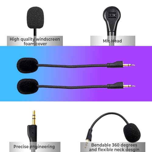 2Pcs Replacement Gaming Microphone - Compatible with Logitech G PRO X2, G PRO X Wireless, and G Pro Wired Gaming Headsets, Detachable, Advanced Noise Cancellation