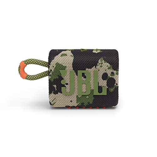 JBL Go 3: Portable Speaker with Bluetooth, Built-in Battery, Waterproof and Dustproof Feature - Squad (Renewed) - color: Camouflage