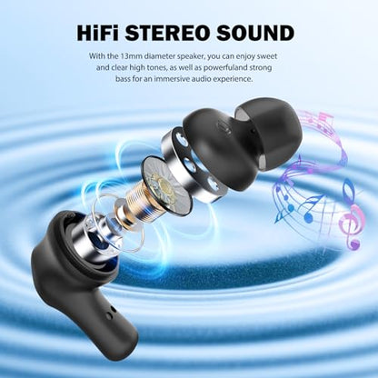 HTC Wireless Headphones Bluetooth 5.1 Sports Earbuds with Microphone - Compatible with iPhone, Xiaomi, Sony, Samsung - Black - color: Black