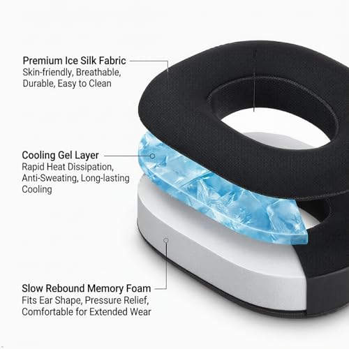 Cooling Gel Ear Pads for Turtle Beach Stealth 700 Gen 3 Headset | Replacement Earpads Gel-Infused Memory Foam Cushion with Breathable Ice Silk Fabric-Black
