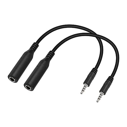 1/4" Mono to 1/8" Stereo Cable，2 Pack 6.35mm Mono TS Female to 3.5mm TRRS Male Stereo Audio Short Cord for Headphone, Amplifiers, Guitar(0.3M)