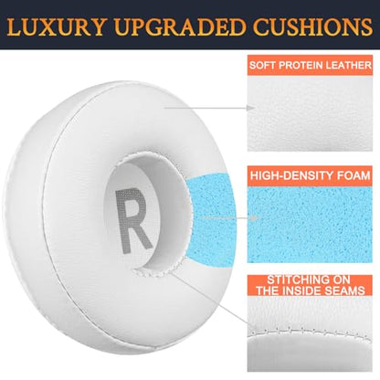 SOULWIT 70mm Earpads Replacement for Logitech Zone 300/Zone 301/Zone 305 Wireless Headphones, Ear Pads Cushions with Soft Protein Leather, Noise Isolation Foam - Zone 300 PL White