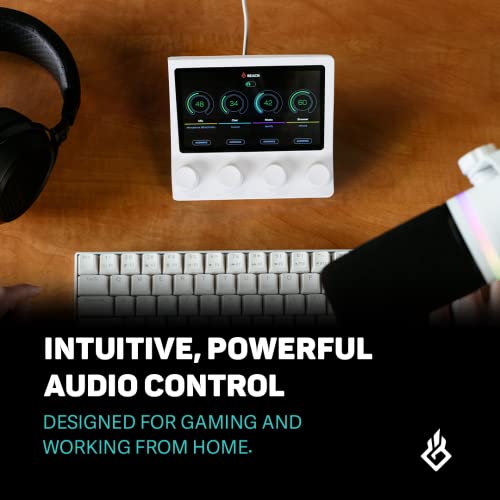 BEACN Mix (Light) - USB-C Audio Mixer & Controller, 5" Display, 4 Knobs | Windows Audio Controller w/ 5" Color Display & Push-button Encoders. For Streaming, Gaming, Podcasting & Work-From-Home.