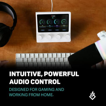 BEACN Mix (Light) - USB-C Audio Mixer & Controller, 5" Display, 4 Knobs | Windows Audio Controller w/ 5" Color Display & Push-button Encoders. For Streaming, Gaming, Podcasting & Work-From-Home.