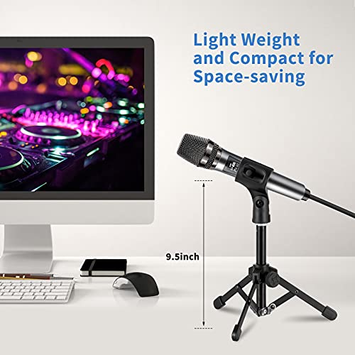 BILIONE Microphone Stand Desk Tripod, Portable Desktop Mini Mic Stand