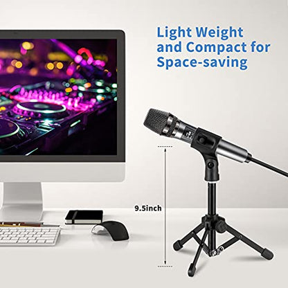 BILIONE Microphone Stand Desk Tripod, Portable Desktop Mini Mic Stand