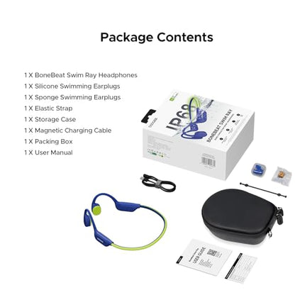Bone Conduction Headphones Bluetooth 6.0, LED Light, Open Ear Headphones IPX8 Waterproof, 32GB Built-in Memory, with Mic, 10-Hour Battery Life for Cycling, Swimming and Fitness (Blue) - color: Blue
