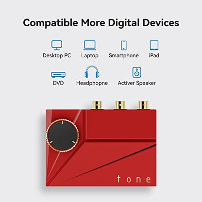 Khadas Tone2 Pro | Desktop Digital Analog Converter - Headphone Amplifier with USB-C Inputs: 3.5mm Unbalanced / 4.4mm Balanced/RCA - MQA DECODER - color: Red