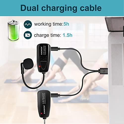 Wireless Microphone Headset, 2.4GHz Head Mic System for Fitness | USB-C Charging Microphone, 165ft Range, for Voice Amplifier Speaker Pa System Teaching Tour Guides Conference Yoga Instructor - color: Black1