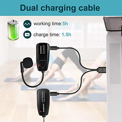 Wireless Microphone Headset, 2.4GHz Head Mic System for Fitness | USB-C Charging Microphone, 165ft Range, for Voice Amplifier Speaker Pa System Teaching Tour Guides Conference Yoga Instructor - color: Black1