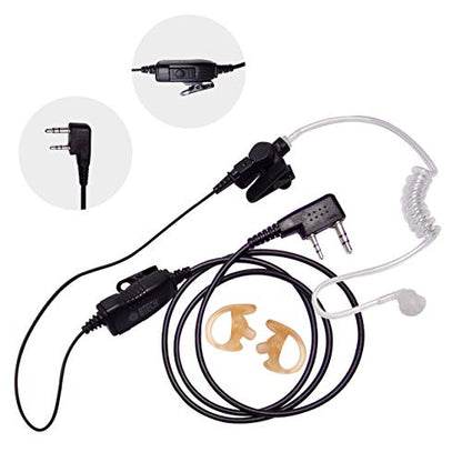 BTECH QHM07 Platinum Series Noise-Cancelling Earpiece with in-line PTT & Microphone for K1 Radios Like BaoFeng, Kenwood Radios (Includes Earmolds and Earbud, 1 Pack) - size: Single, style: QHM07 Surveillance Earpiece