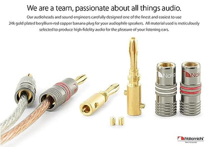 Nakamichi Ultimate Series 24K Gold Plated Beryllium Red Copper Banana Plug 12-18 AWG Gauge Size 4mm Connector for Speakers Wire Amplifiers Hi-Fi Sound Systems (36 Pcs (18-Pairs), Banana Plugs) - size: 36 Pcs (18-Pairs)