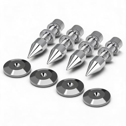 4 Pcs Speaker Spikes Speaker feet Spikes Isolation Spikes Pads Speaker Isolation Feet Subwoofer Stand Speaker Spike Isolator HiFi Speaker Shockproof Cone Base Espigas