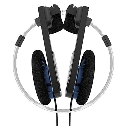 Koss Porta Pro Classic Retro 80s Style On-Ear Headphones, Wired 3.5mm Plug | Collapsible Design, Soft Case Included, Audiophile - color: Black; Silver