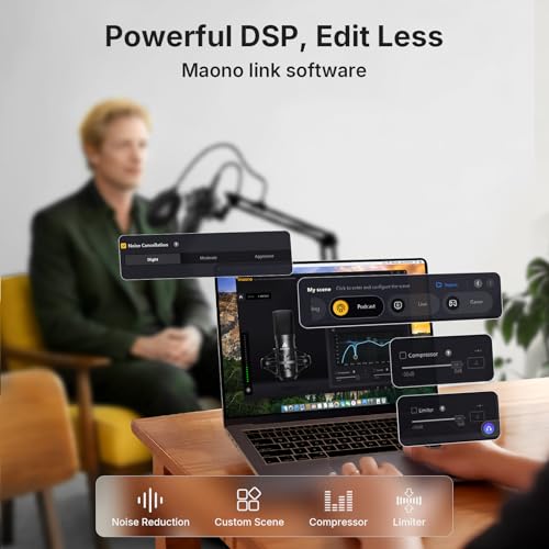 MAONO A04 Gen2 & MH700 Podcast Microphone with Studio Headphone Bundle | 192kHz/24Bit USB/XLR Condenser Cardioid Metal Mic with Software Pro Sound Chipset for Recording, Streaming, YouTube