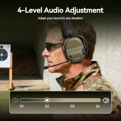 Retevis EH080K Noise-Reducing Communication Headset,with Hearing Protection | for Shooting,Wireless Connectivity,Walkie Talkies Headset ENC,NRR 22 dB,Earmuff with 5X Sound Amplification,Over-the-Head