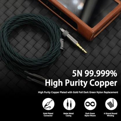 4.4mm Headphone Cable High Purity Copper Plated with Gold Foil Replacement Cable Compatible with Hifiman Sundara,Ananda,Arya,He400se,1.5m,Dual 3.5mm to 4.4mm